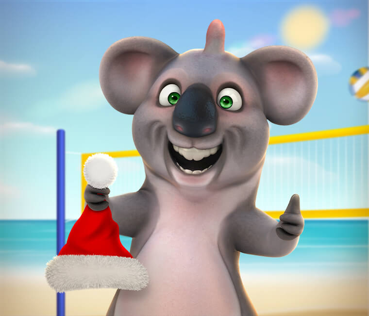 Kev the Koala from Fair Go playing Vollyball